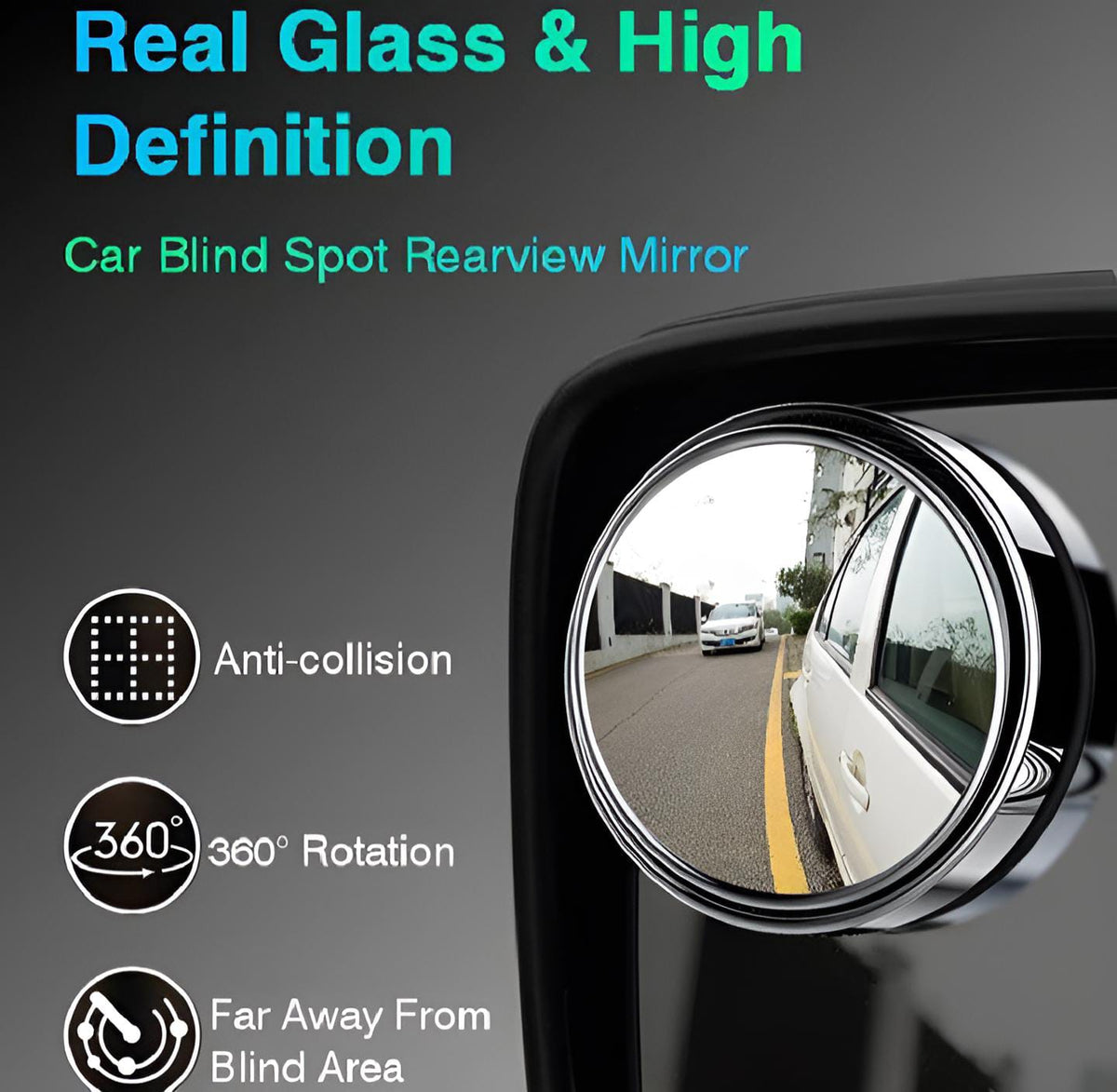 Pair of stick-on blind spot mirrors for safer lane changes