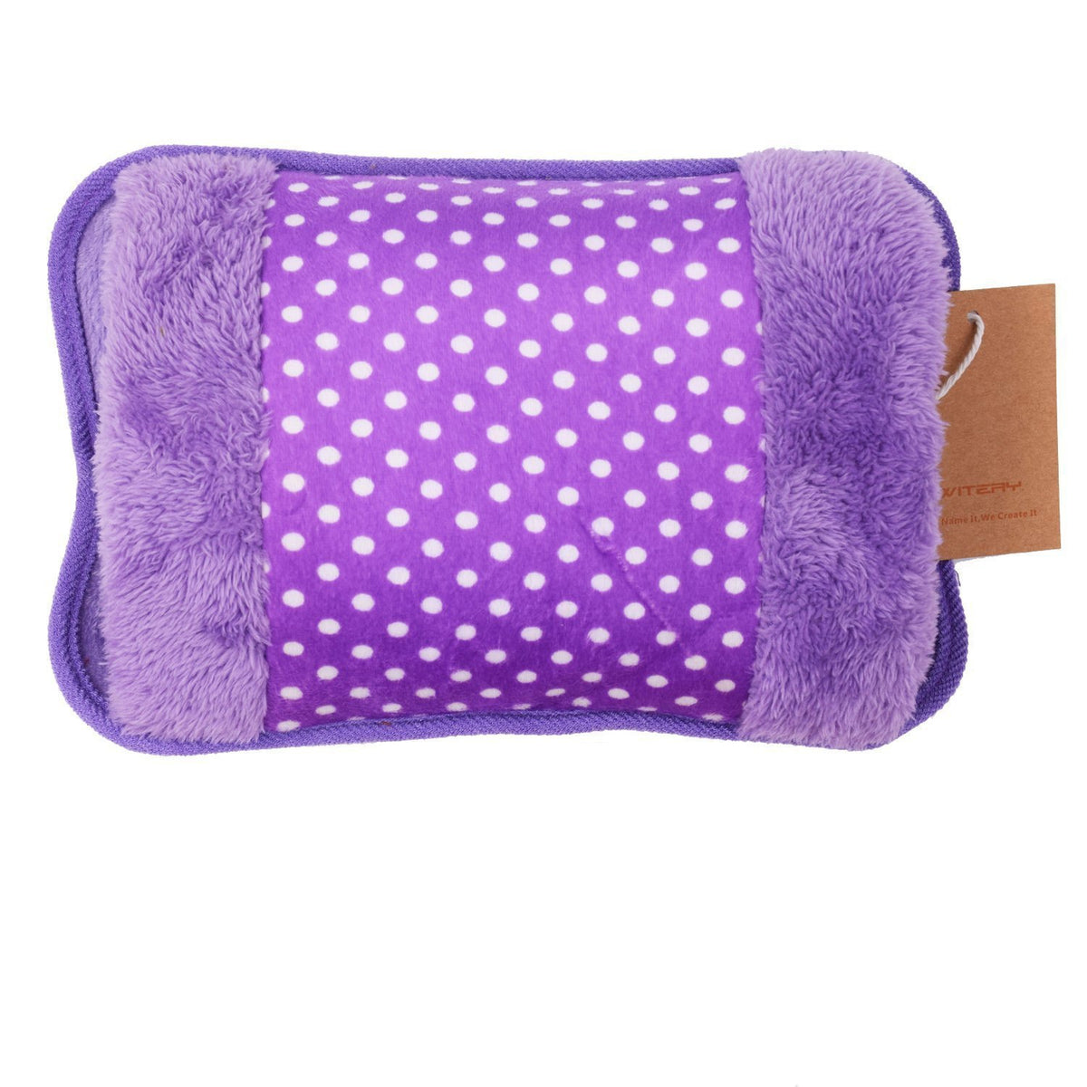 Polka-dot velvet electric hot water bag for winter warmth