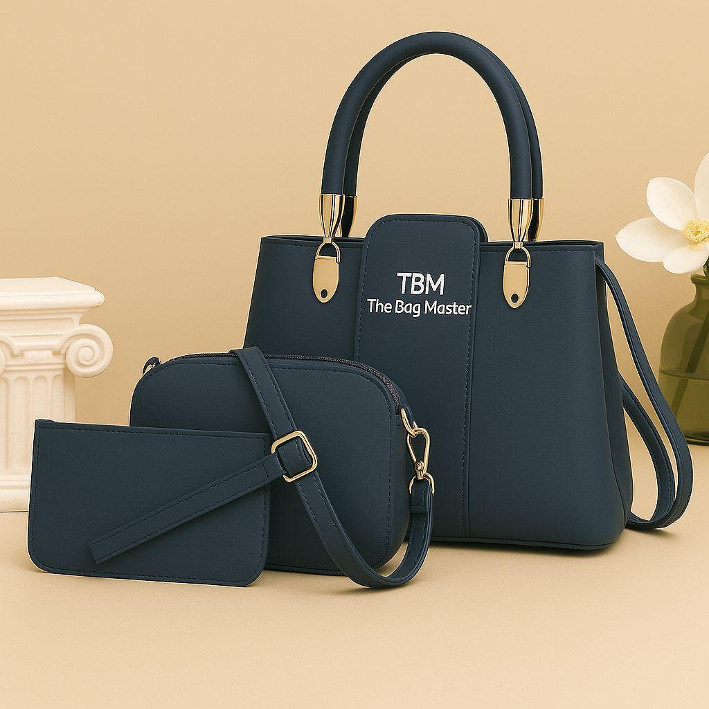 Women's Rexine Plain Hand Bag Set