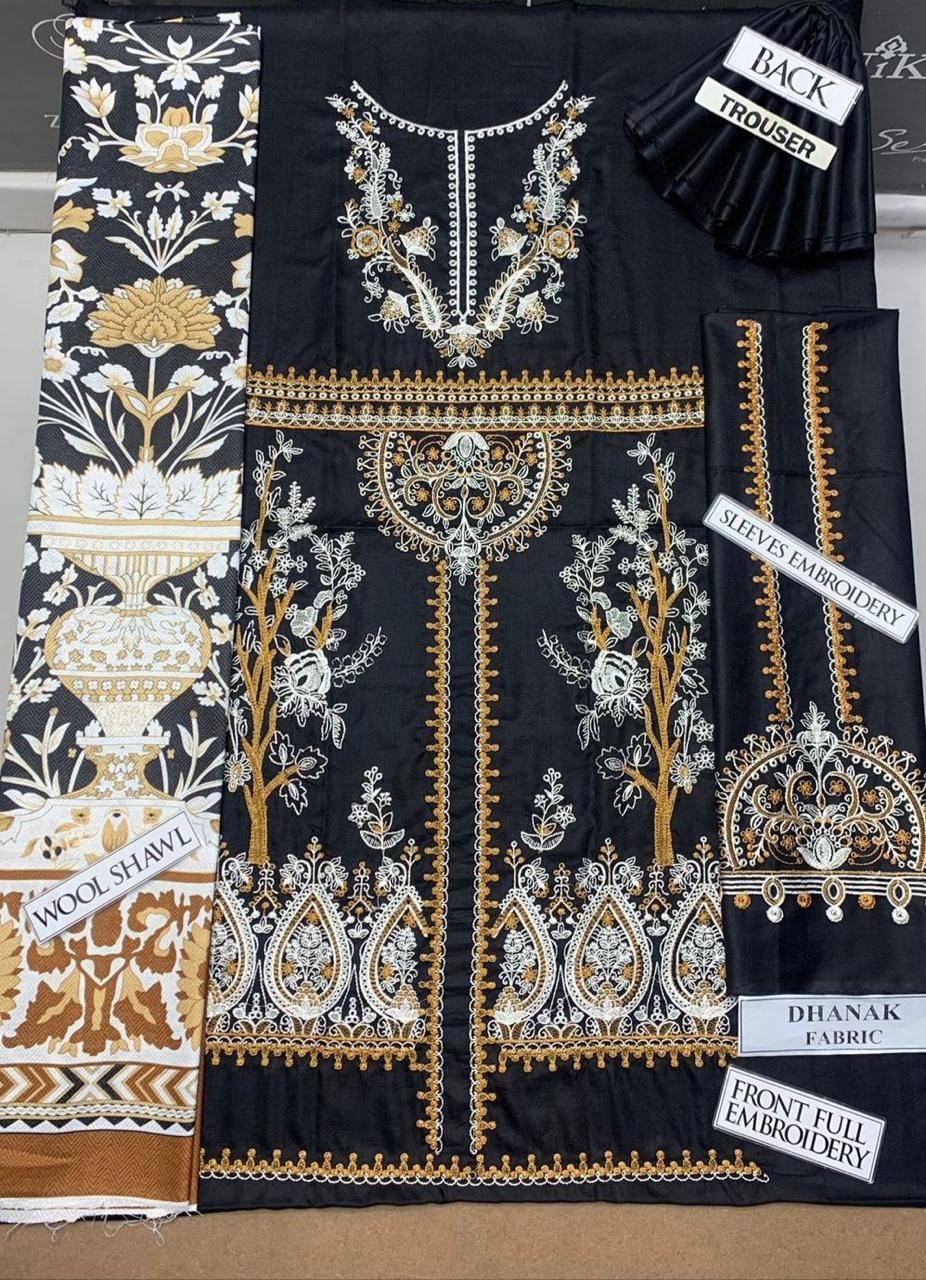 3 Pcs Women's Unstitched Embroidered Suit - PrimeKart Pakistan