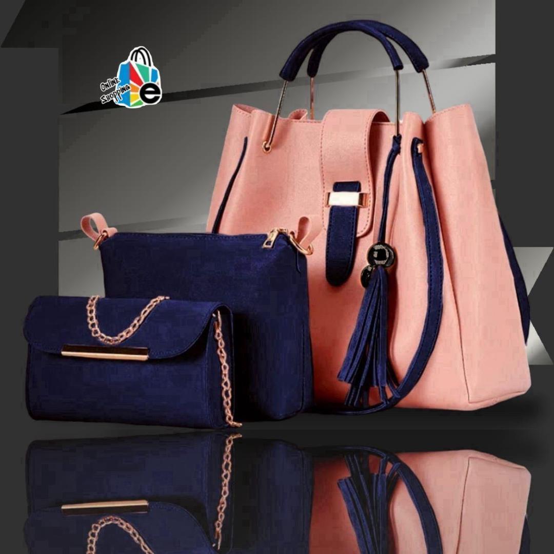 Women's Rexine Plain Hand Bag Set