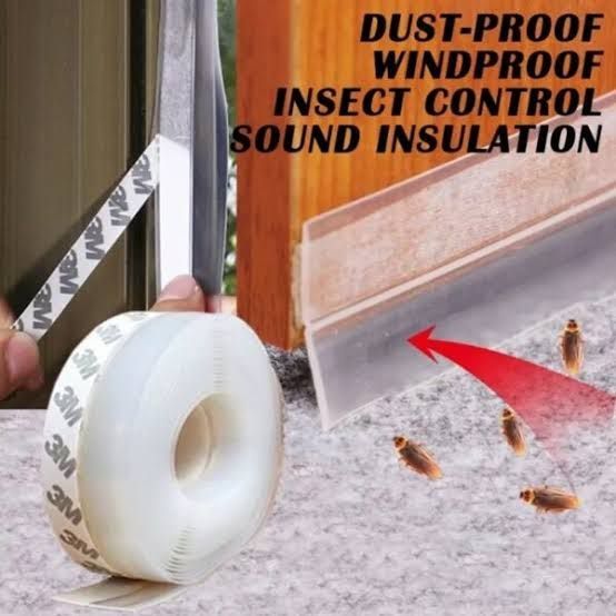 5m transparent silicone sealing tape roll — coiled self-adhesive weatherproof strip for windows and doors
