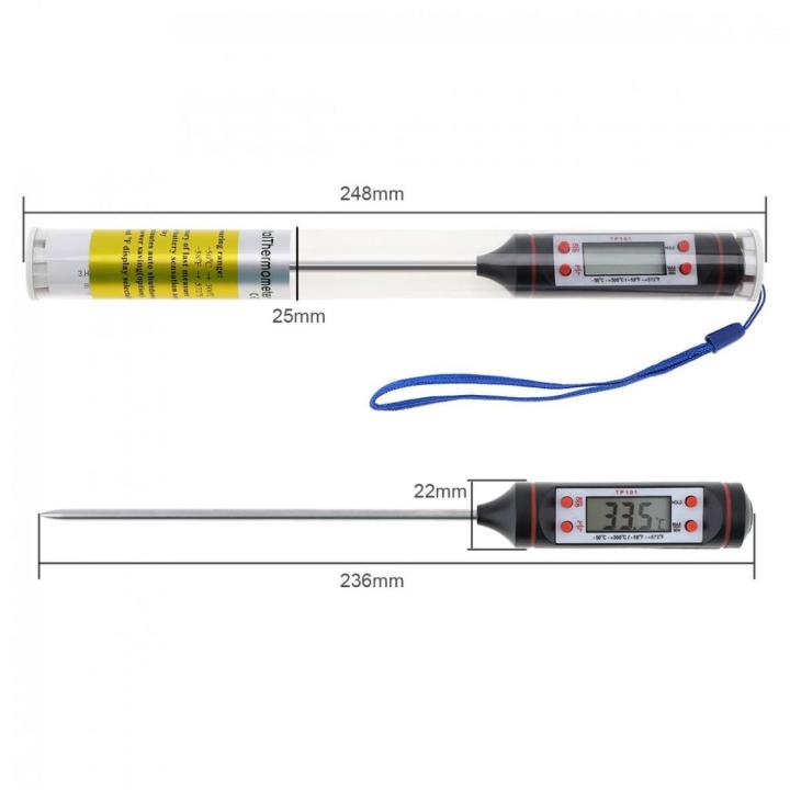 TP101 thermometer with digital display and stainless steel probe