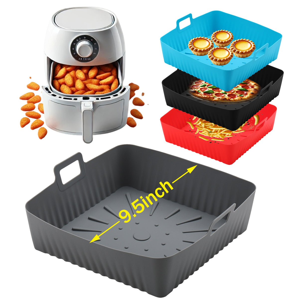 Silicone basket liner dimensions 9.5 inch