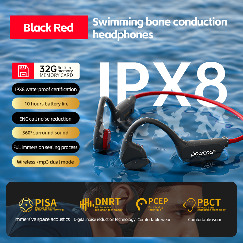 X7 bone conduction headphones black red variant