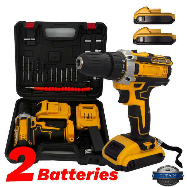 48V cordless drill driver kit with dual batteries and case