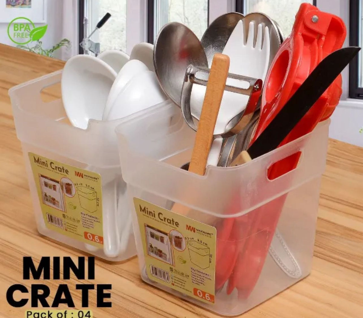 Pantry mini-crate bins organising fruits and vegetables