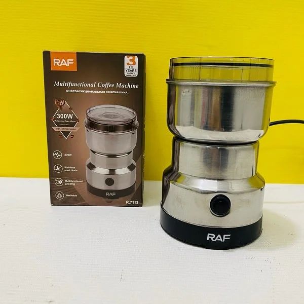 RAF Mini Electric Grinder R.7113 product display with transparent lid