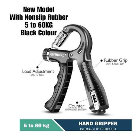 Automatic counting hand gripper, adjustable 5-60 kg resistance dial