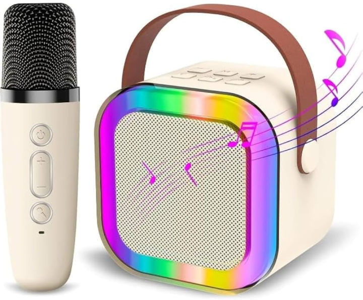 K12 karaoke speaker with wireless mic – side profile with carry handle
