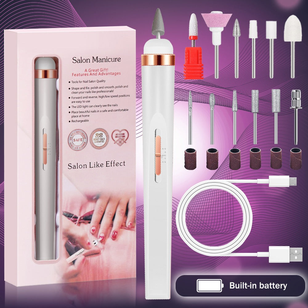 Rechargeable nail drill set white